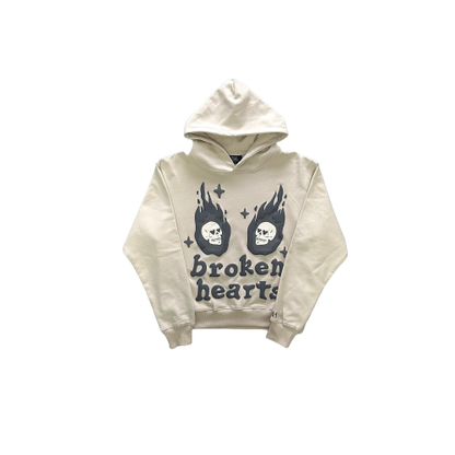 Broken Planet Market Broken Hearts Cream White Hoodie