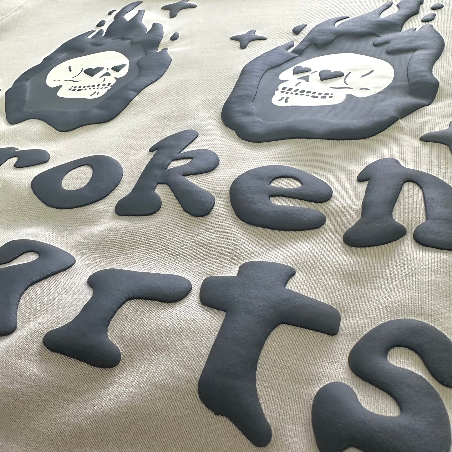 Broken Planet Market Broken Hearts Cream White Hoodie