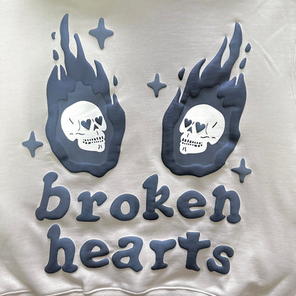 Broken Planet Market Broken Hearts Cream White Hoodie