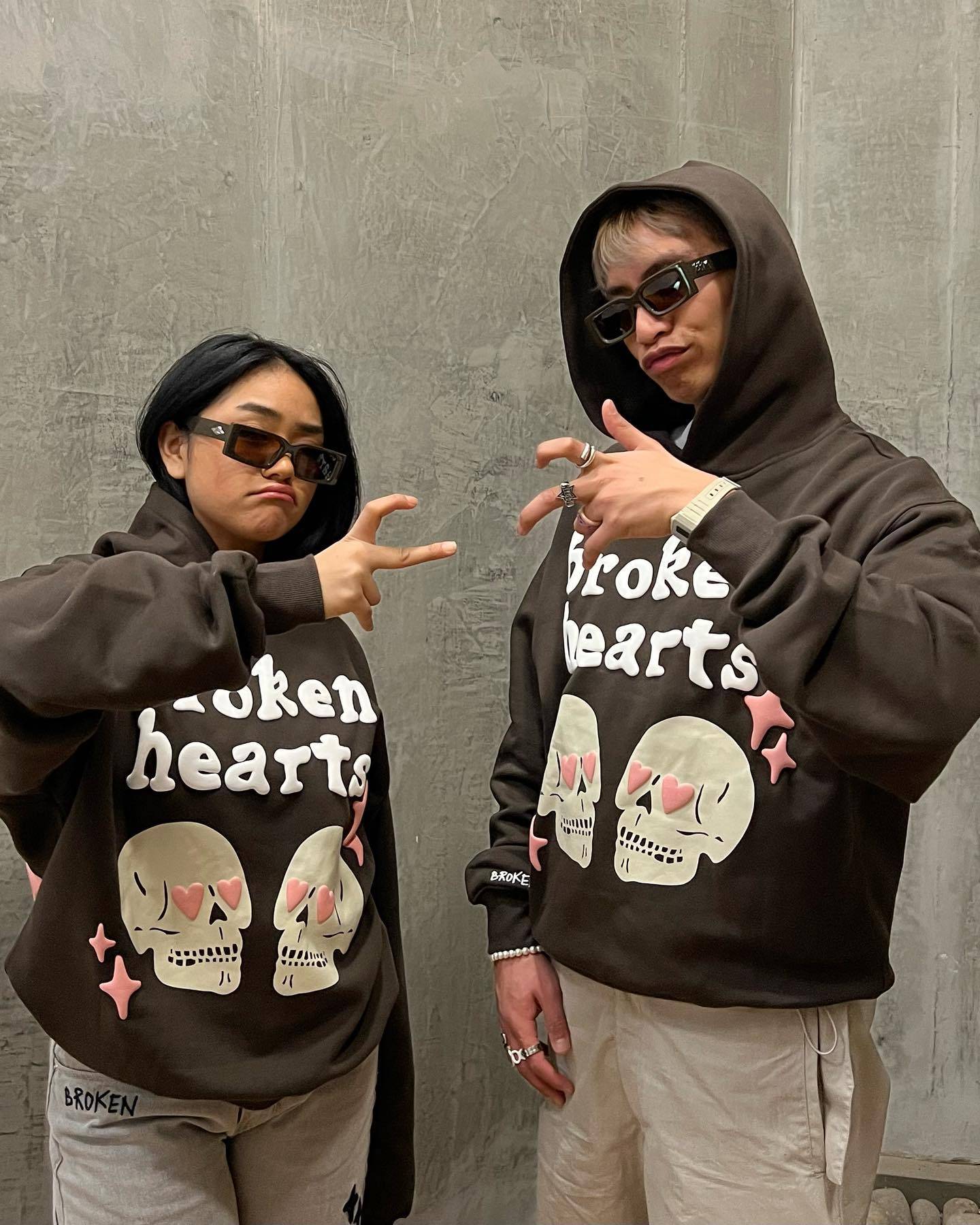 Broken Planet Market Broken Hearts Brown Hoodie